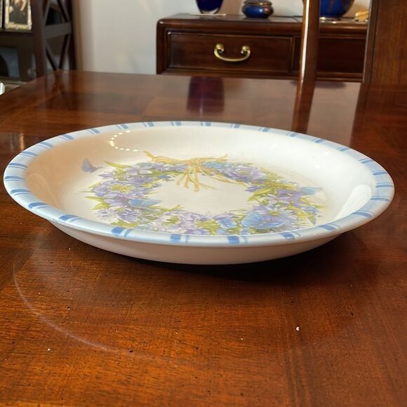 Hallmark Marjolein Bastin Serving Dish Butterfly Nature Floral Blue Skies - Picture 2 of 8